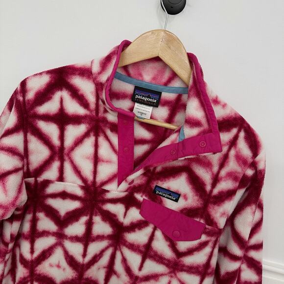 Rare Patagonia Synchilla T Snap Pink Tie Dye Fleece Pullover Sweatshirt M - Picture 2 of 8